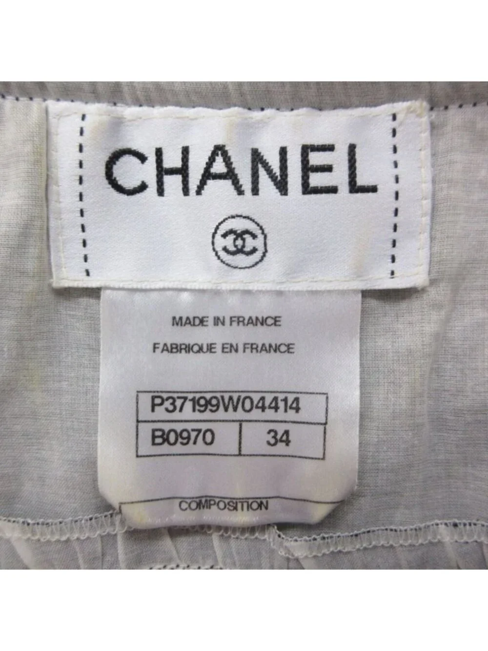 Chanel Blouse Chiffon Quilted Frill See Through Top Short Sleeve Black